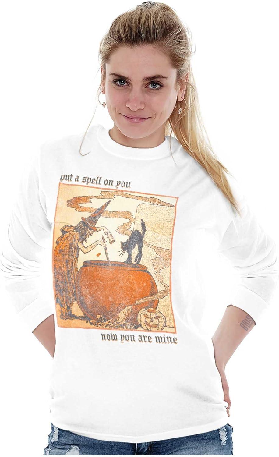 imageVintage Halloween Witches Brew Long Sleeve Tshirt Men WomenWhite