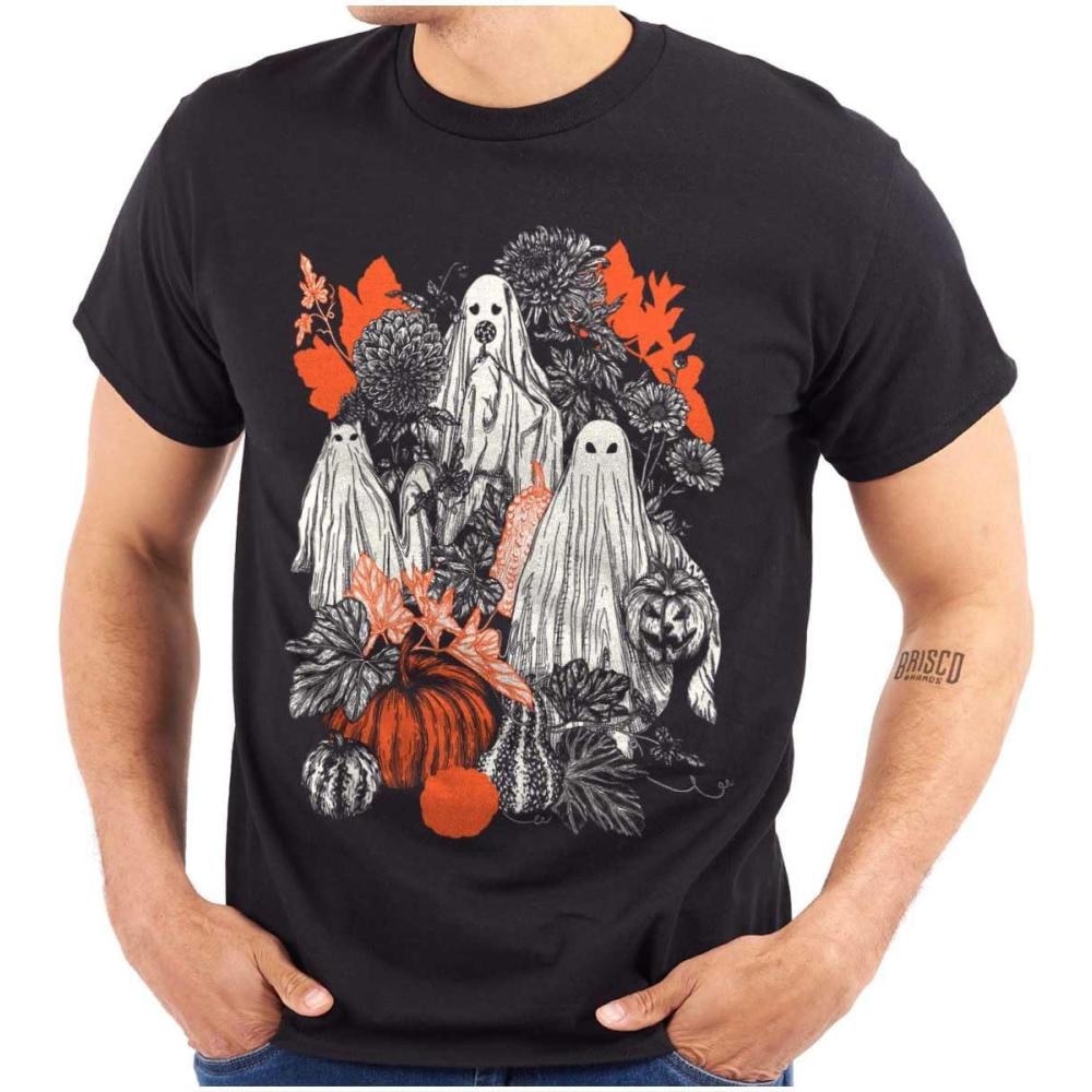 imageAutumn Leaves Fall Ghosts Pumpkins Graphic T Shirt Men or WomenBlack