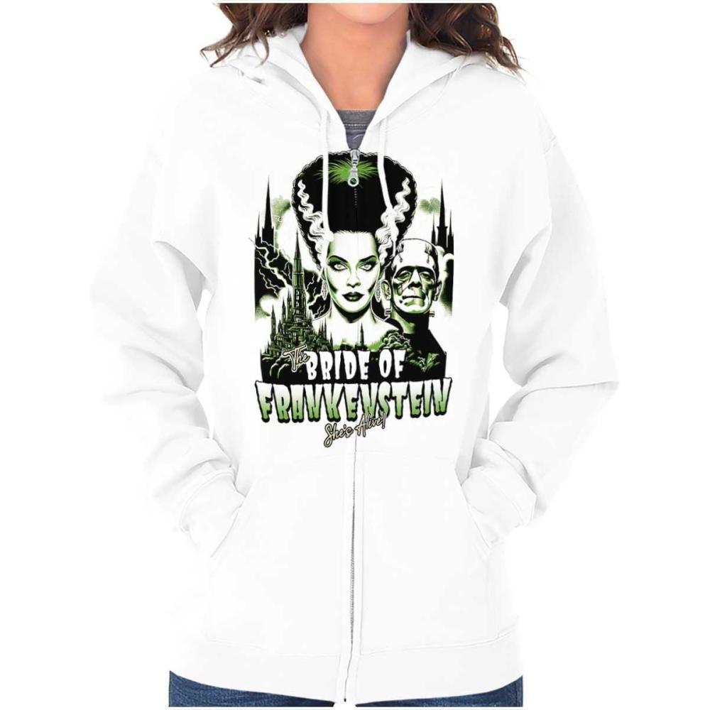 imageBride of Frankenstein Movie Poster Zip Hoodie Sweatshirt WomenWhite