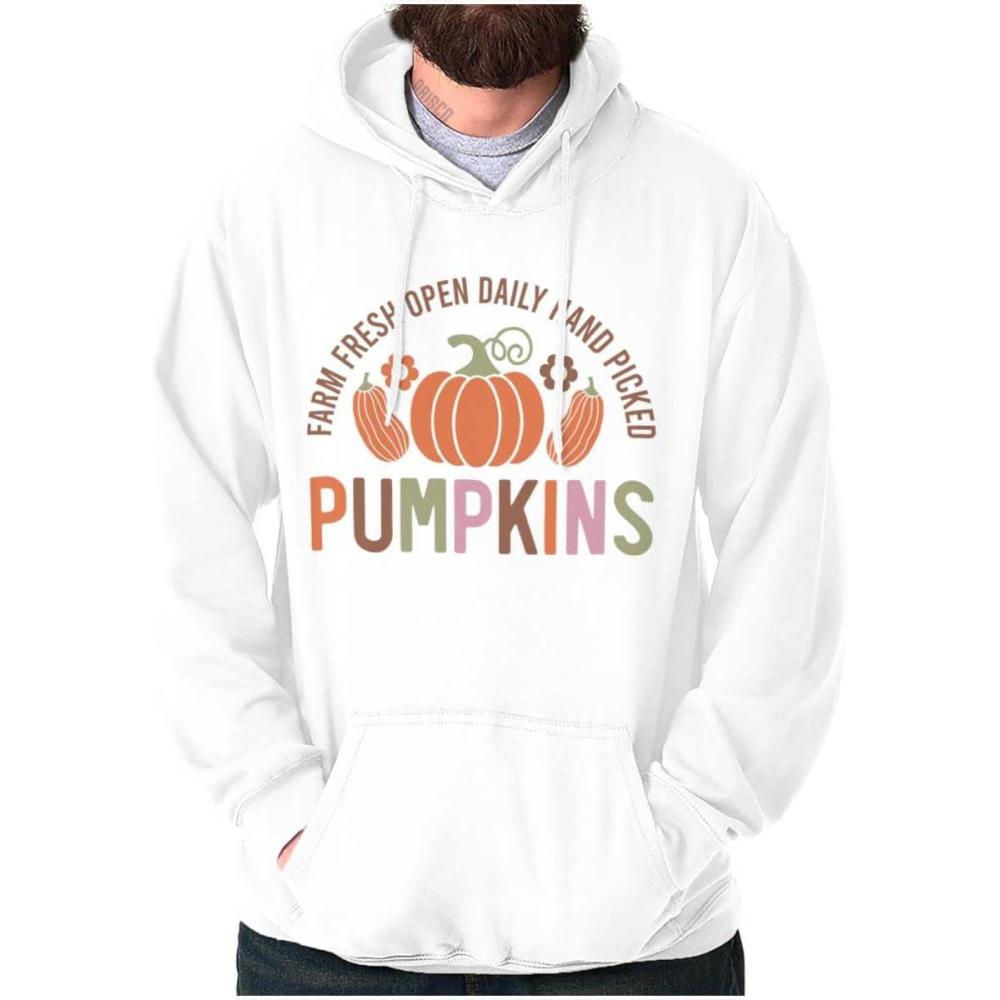 imageBrisco Brands Cute Fall Autumn Farm Fresh Pumpkins Hoodie Sweatshirt Women MenWhite