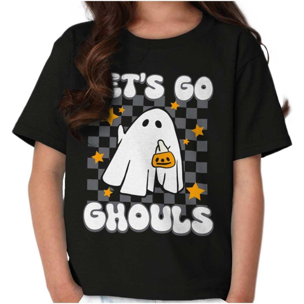 imageBrisco Brands Cute Halloween Lets Go Ghouls Ghost Girls Kids T Shirt TeesBlack