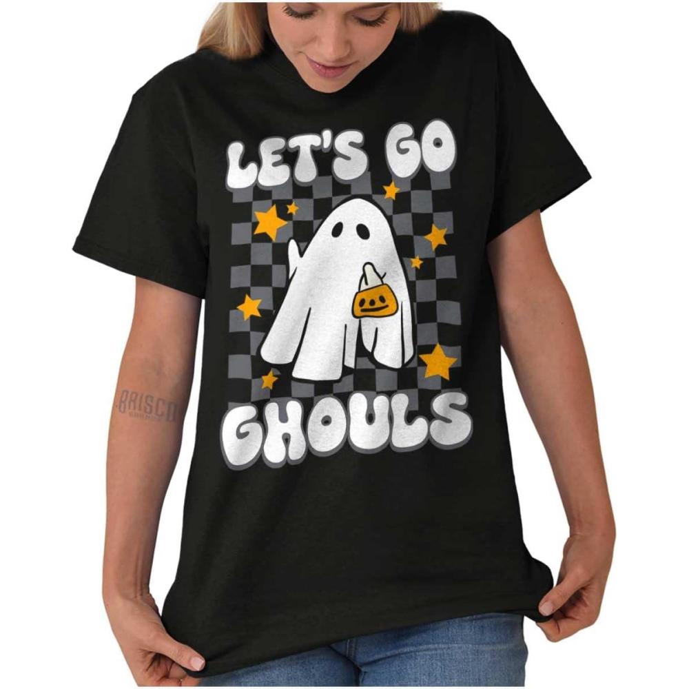 imageBrisco Brands Cute Halloween Lets Go Ghouls Ghost Womens Graphic T Shirt TeesBlack