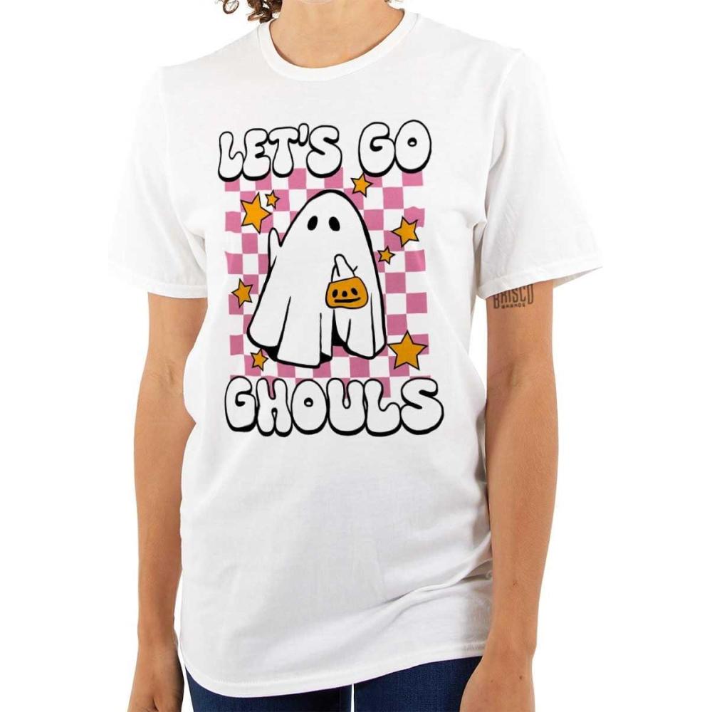 imageBrisco Brands Cute Halloween Lets Go Ghouls Ghost Womens Graphic T Shirt TeesWhite
