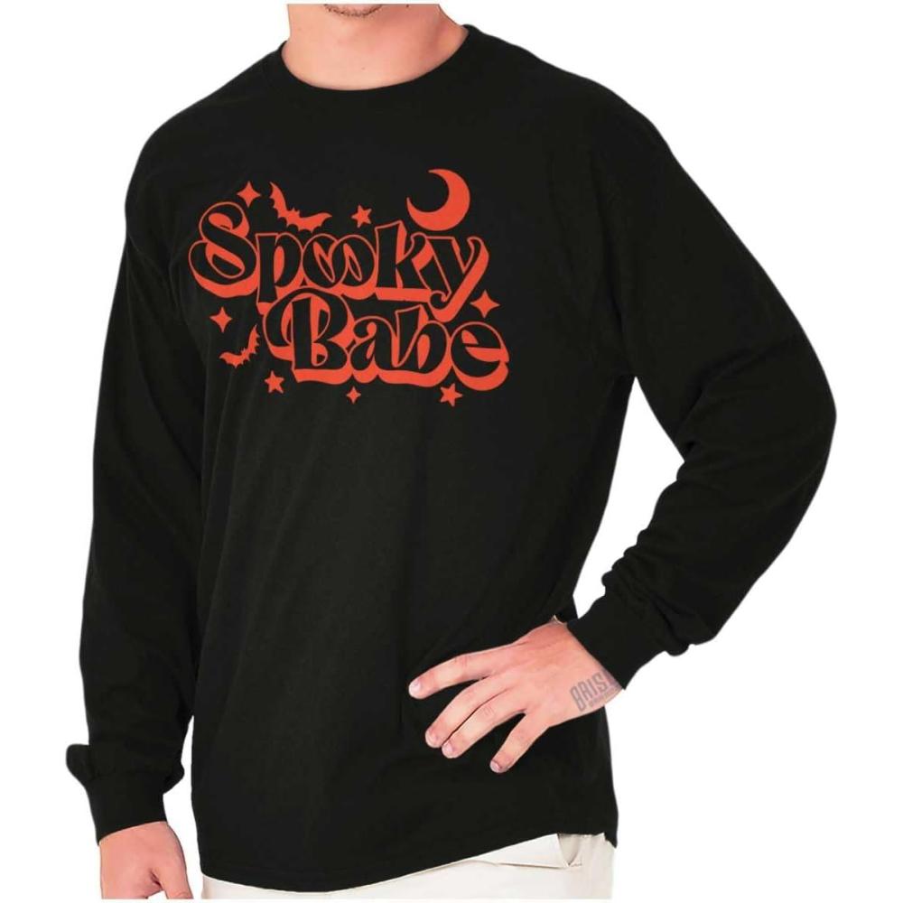 imageBrisco Brands Cute Halloween Witchy Spooky Babe Long Sleeve Tshirt Men WomenBlack