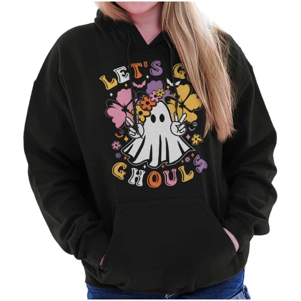 imageBrisco Brands Cute Hippie Ghost Lets Go Ghouls Hoodie Sweatshirt WomenBlack