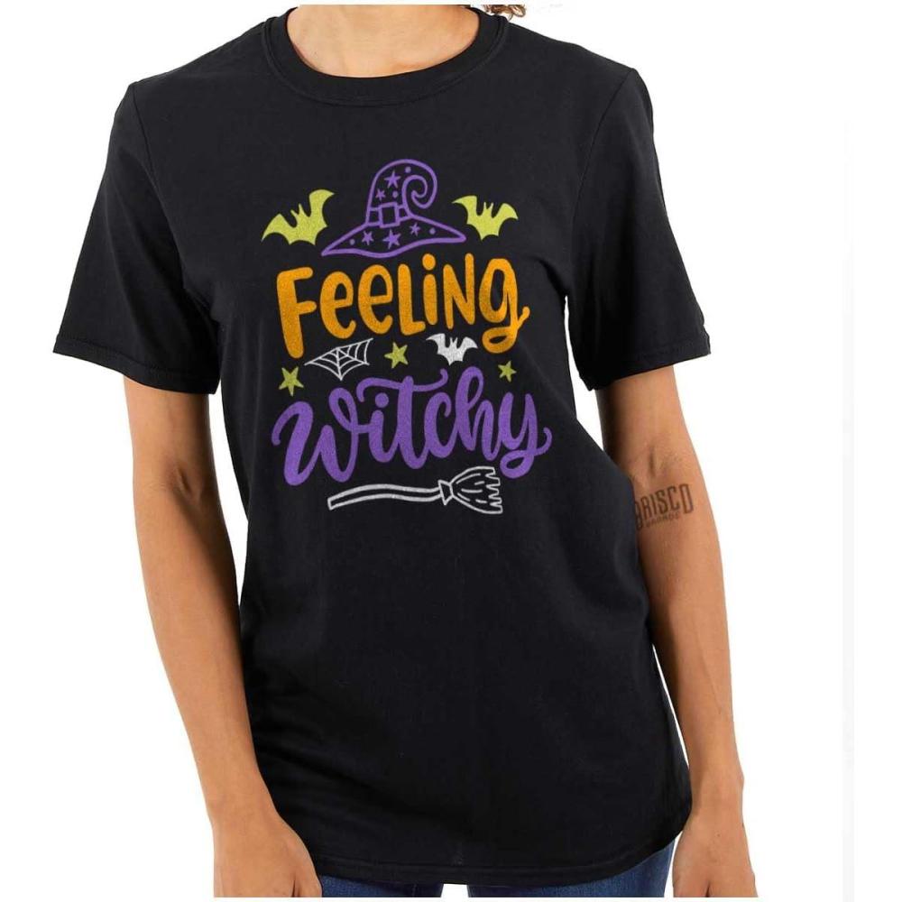 imageBrisco Brands Cute Spooky Halloween Feeling Witchy Womens Graphic T Shirt TeesBlack