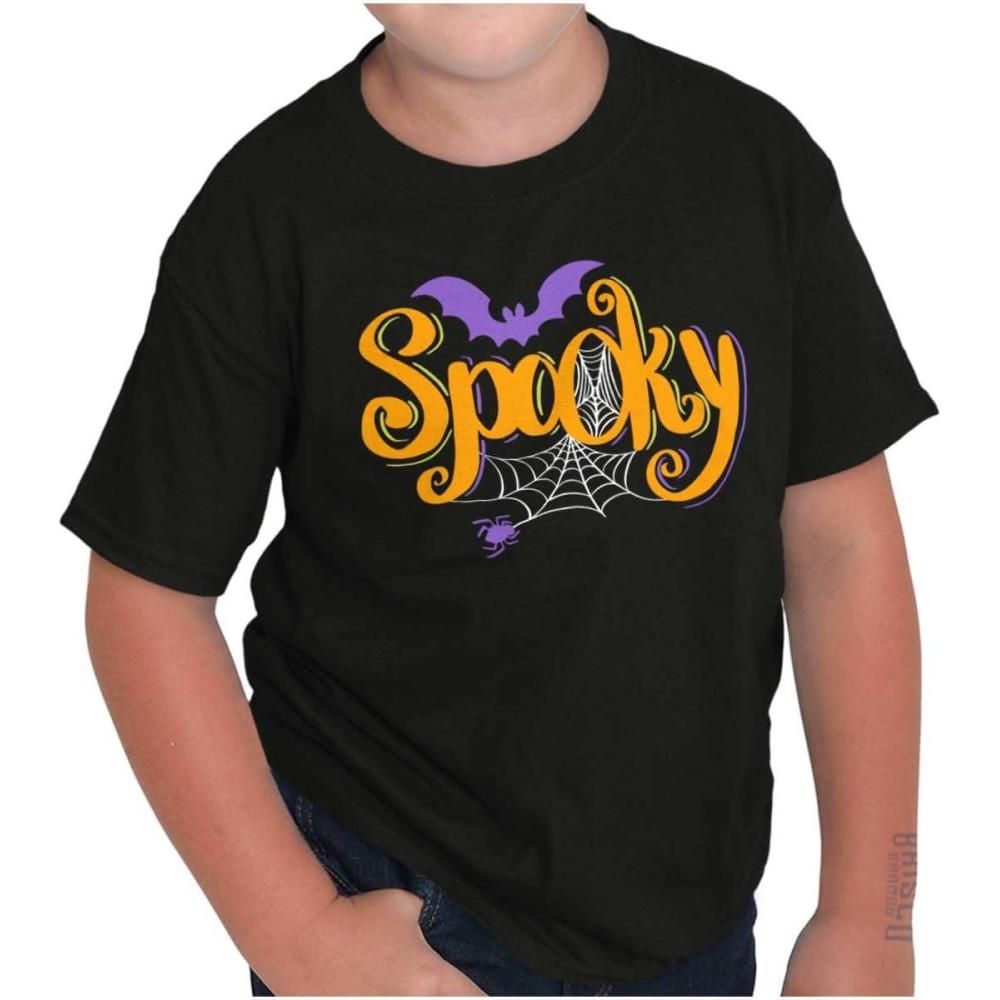 imageBrisco Brands Cute Spooky Halloween Spider Web Crewneck T Shirts Boy GirlBlack