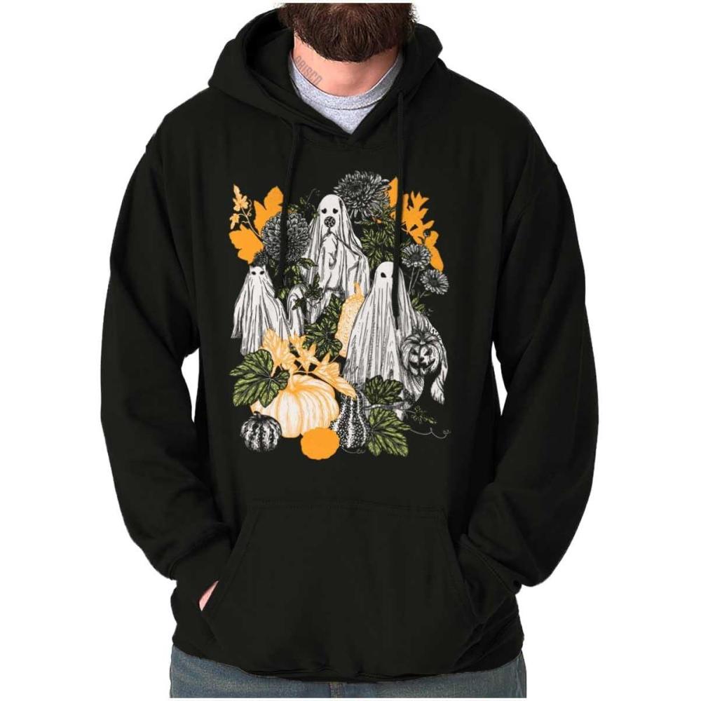 imageBrisco Brands Fall Autumn Ghosts and Pumpkins Hoodie Sweatshirt Women MenBlack