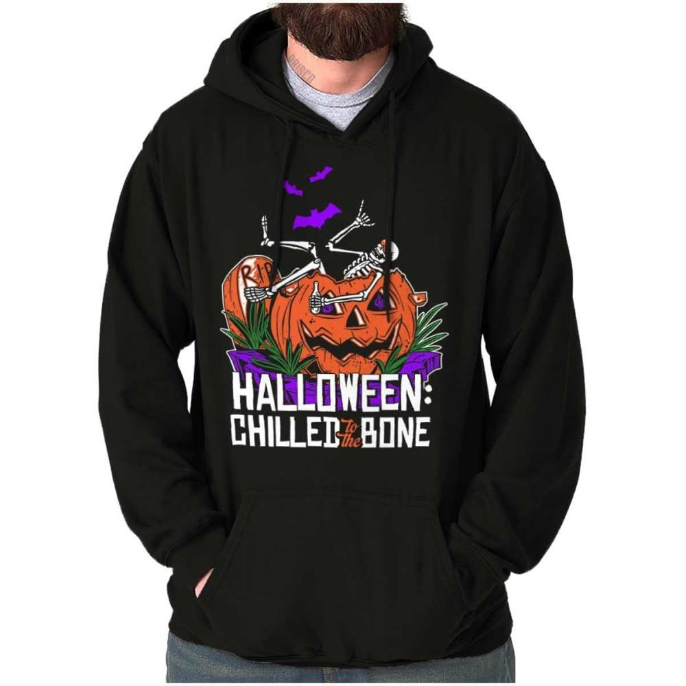 imageBrisco Brands Funny Halloween Chilled to the Bone Hoodie Sweatshirt Women MenBlack
