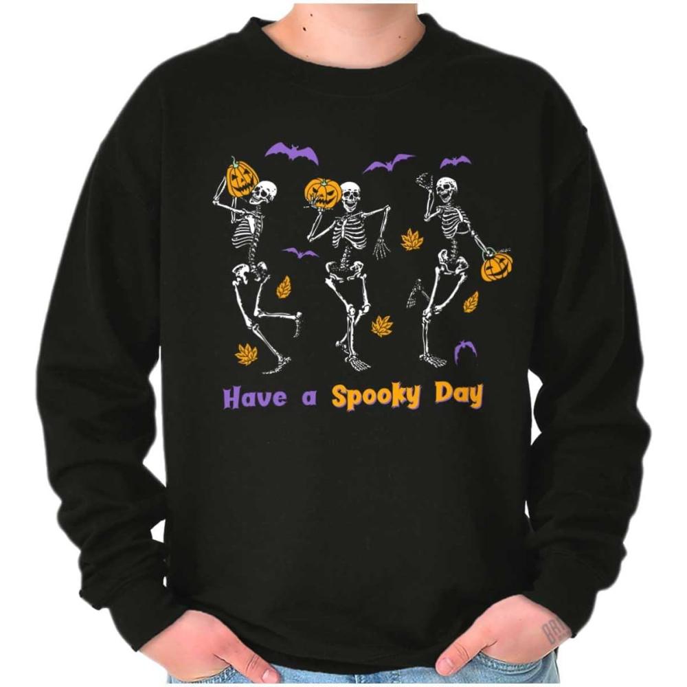 imageBrisco Brands Halloween Have A Spooky Day Skeletons Sweatshirt for Men or WomenBlack