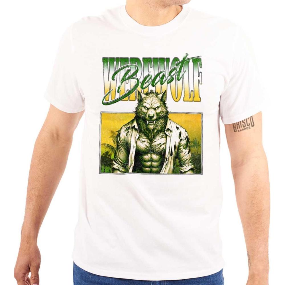 imageBrisco Brands Halloween Monster Werewolf Beast Graphic T Shirt Men or WomenWhite