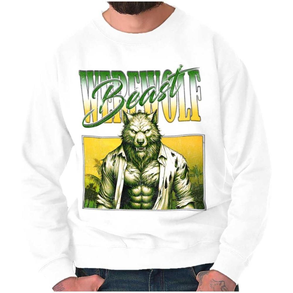 imageBrisco Brands Halloween Monster Werewolf Beast Sweatshirt for Men or WomenWhite