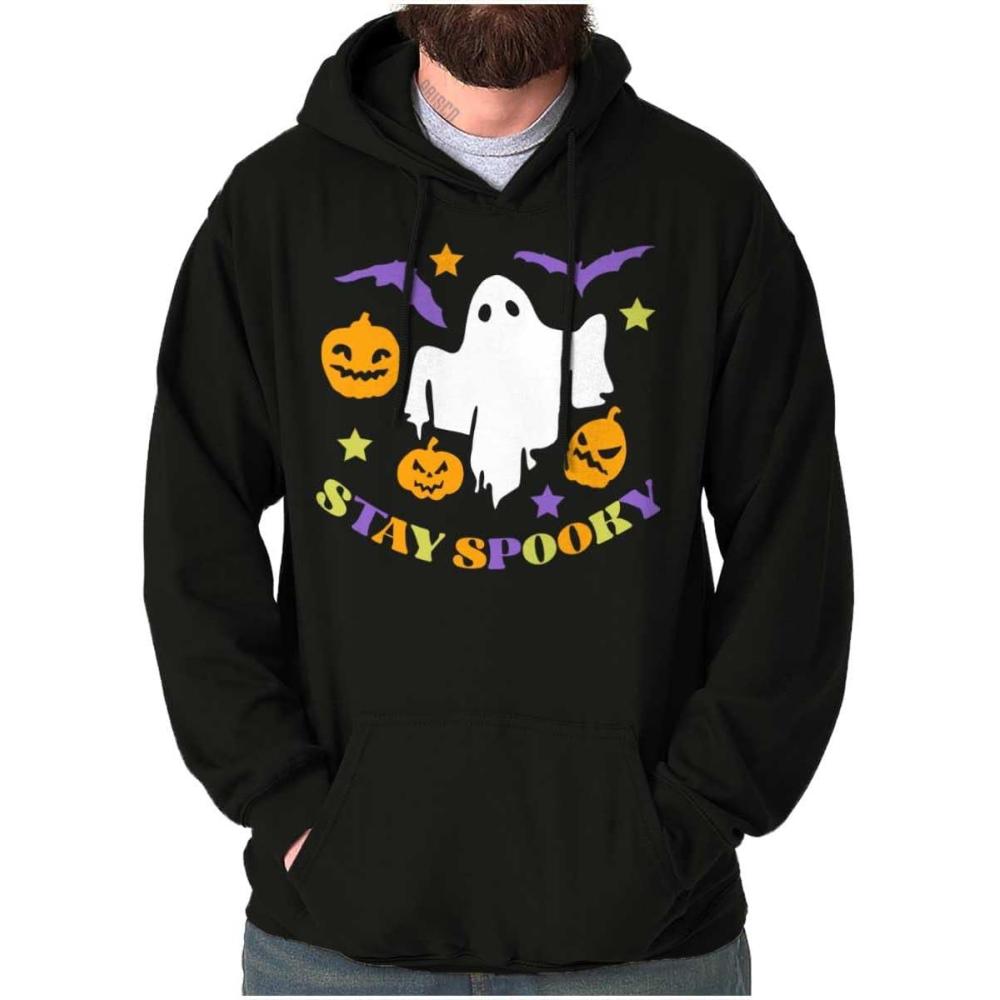 imageBrisco Brands Halloween Stay Spooky Ghost Pumpkins Hoodie Sweatshirt Women MenBlack