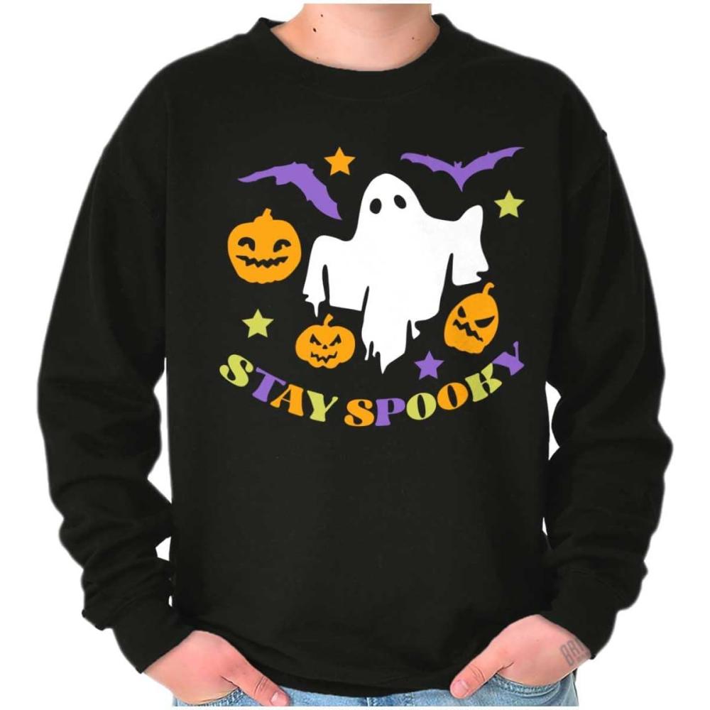 imageBrisco Brands Halloween Stay Spooky Ghost Pumpkins Sweatshirt for Men or WomenBlack