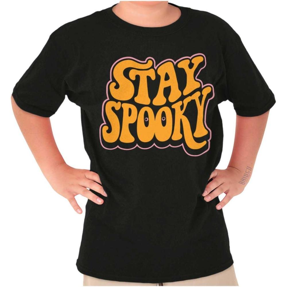 imageBrisco Brands Halloween Stay Spooky Trick Or Treat Crewneck T Shirts Boy GirlBlack