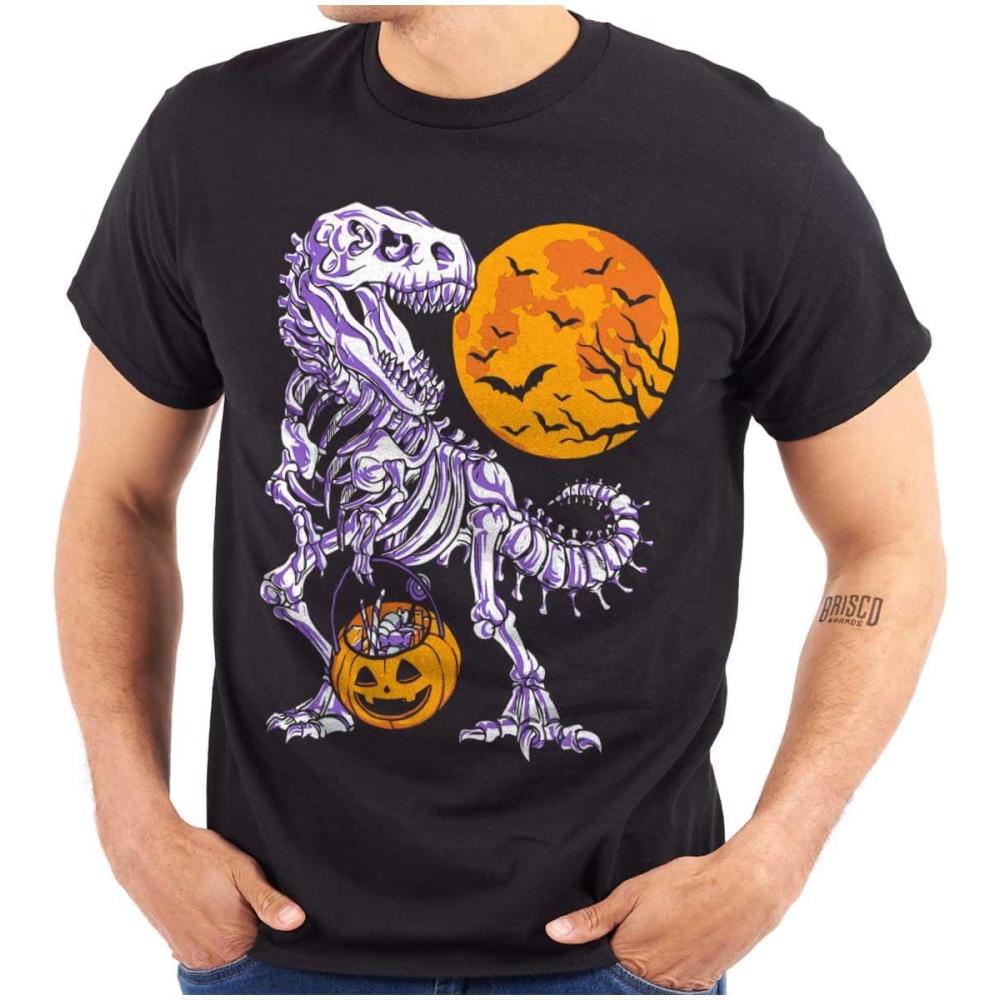 imageBrisco Brands Halloween Trick or Treat Dino Bones Graphic T Shirt Men or WomenBlack