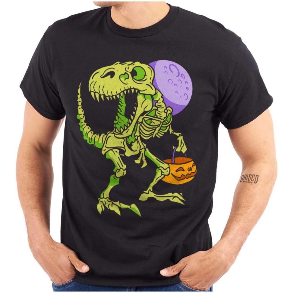 imageBrisco Brands Spooky Halloween Dinosaur Skeleton Graphic T Shirt Men or WomenBlack