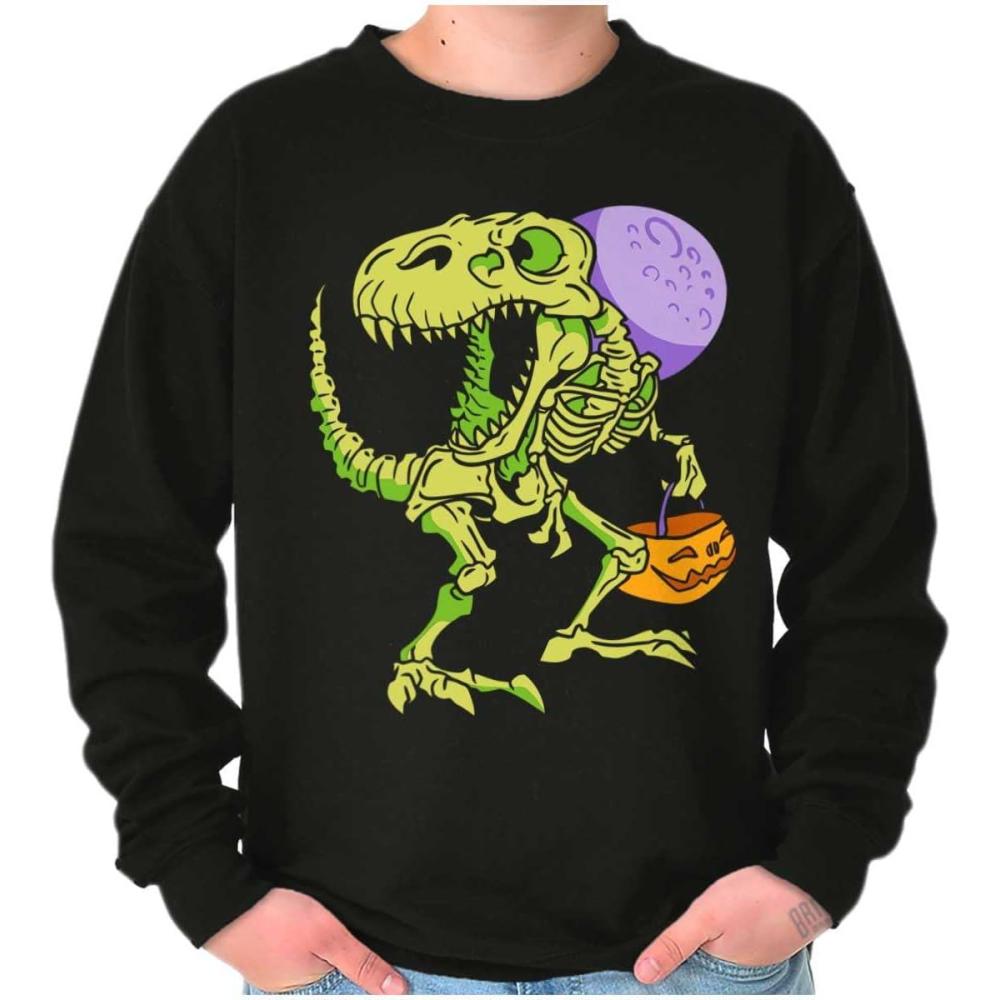 imageBrisco Brands Spooky Halloween Dinosaur Skeleton Sweatshirt for Men or WomenBlack