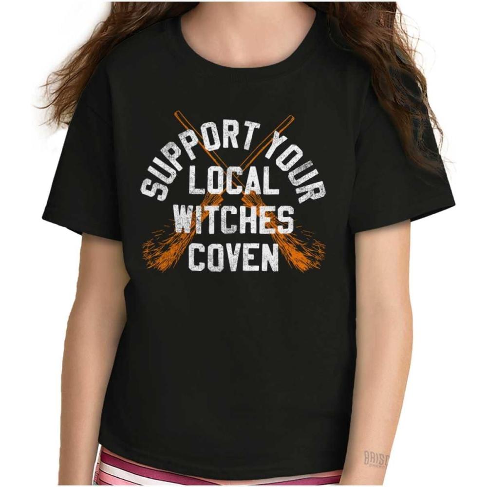 imageBrisco Brands Support Your Local Witches Coven Girls Kids T Shirt TeesBlack