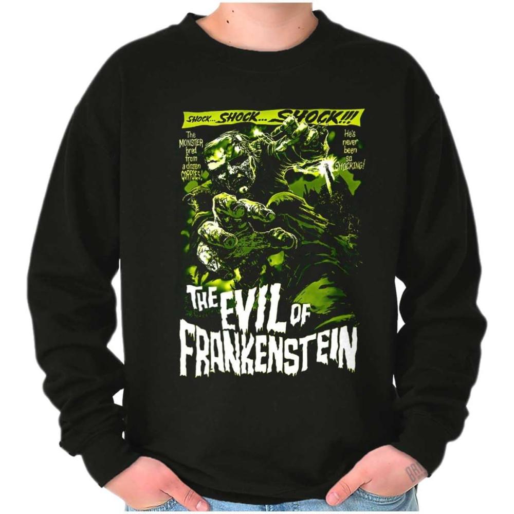 imageBrisco Brands The Evil of Frankenstein Movie Poster Sweatshirt for Men or WomenBlack