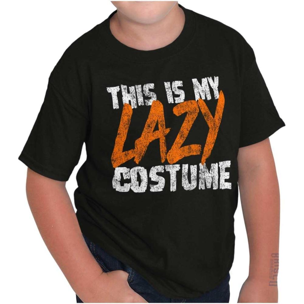 imageBrisco Brands This is My Lazy Halloween Costume Crewneck T Shirts Boy GirlBlack