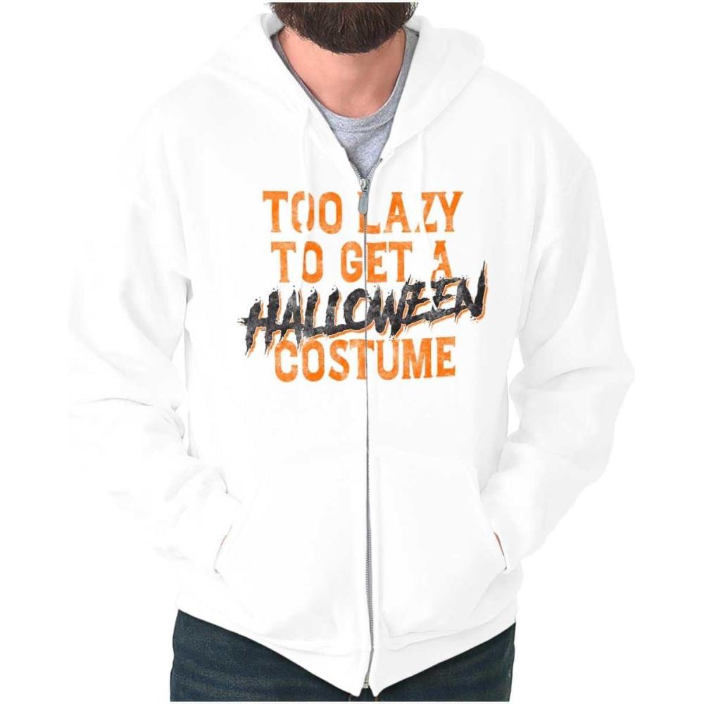 imageBrisco Brands Too Lazy To Get A Halloween Costume Zip Up Hoodie Mens WomensWhite