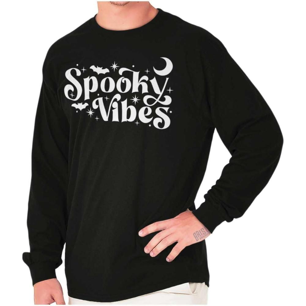 imageCute Halloween Witchy Spooky Vibes Long Sleeve Tshirt Men WomenBlack