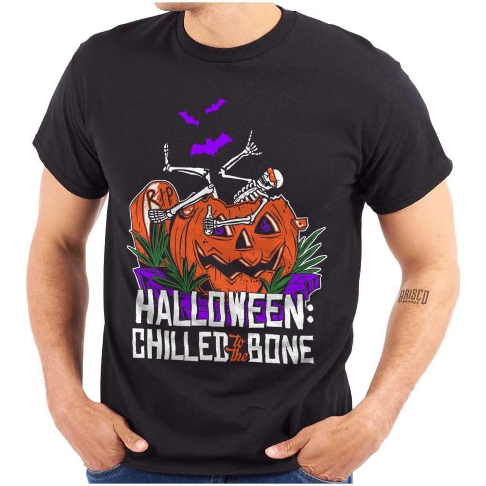 imageFunny Halloween Chilled to The Bone Graphic T Shirt Men or WomenBlack