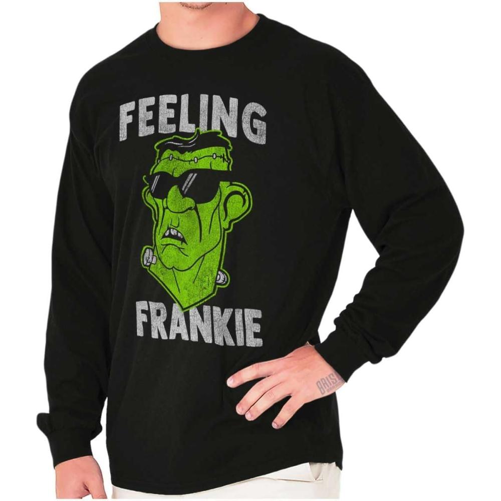 imageFunny Halloween Feeling Frankie Long Sleeve Tshirt Men WomenBlack
