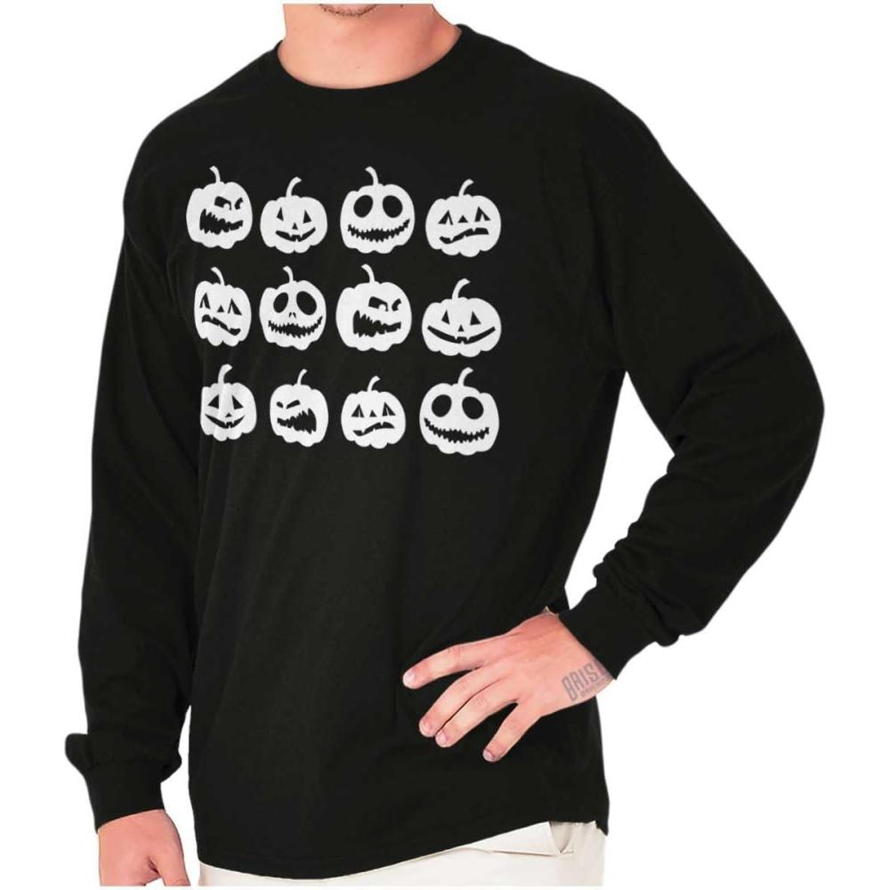 imageFunny Halloween Jack O Lanterns Long Sleeve Tshirt Men WomenBlack