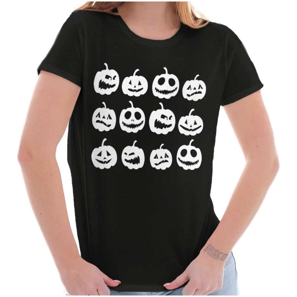 imageFunny Halloween Jack O Lanterns Womens Slim Fit Graphic TeeBlack