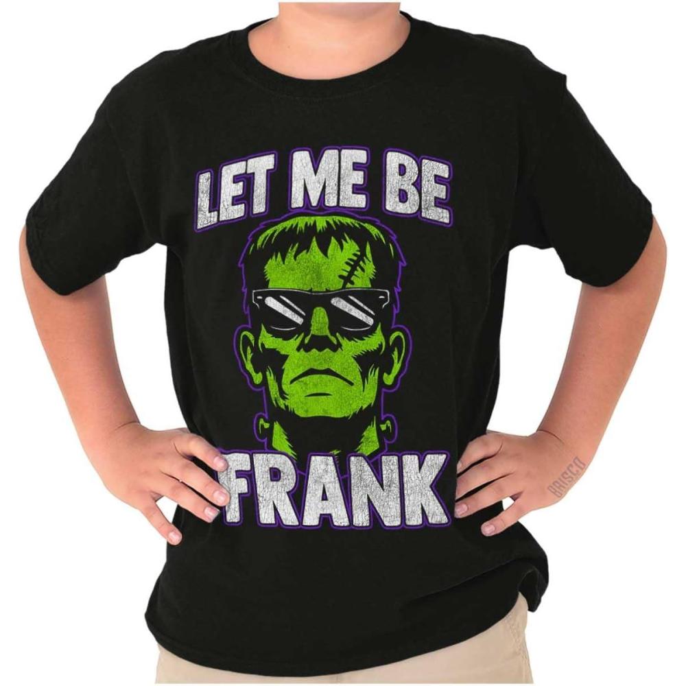 imageFunny Halloween Let Me Be Frank Crewneck T Shirts Boy GirlBlack