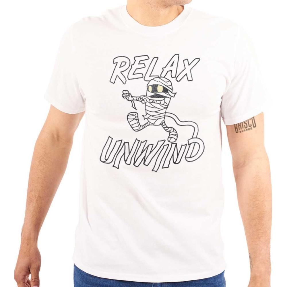 imageFunny Halloween Mummy Relax Unwind Graphic T Shirt Men or WomenWhite