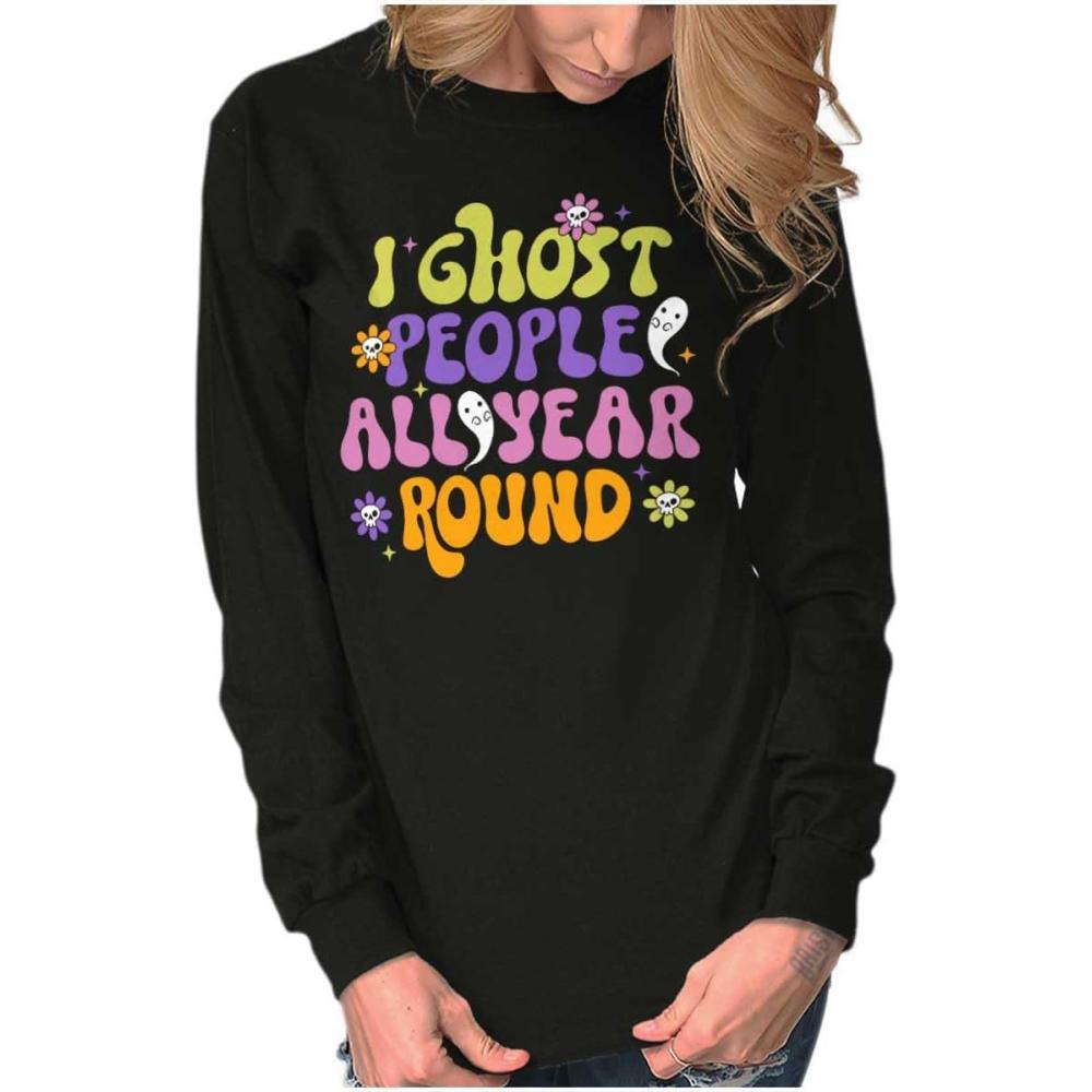 imageFunny I Ghost People All Year Round Womens Long Sleeve T ShirtBlack
