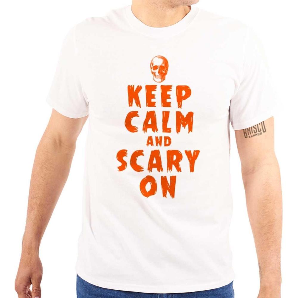 imageHalloween Keep Calm and Scary On Graphic T Shirt Men or WomenWhite