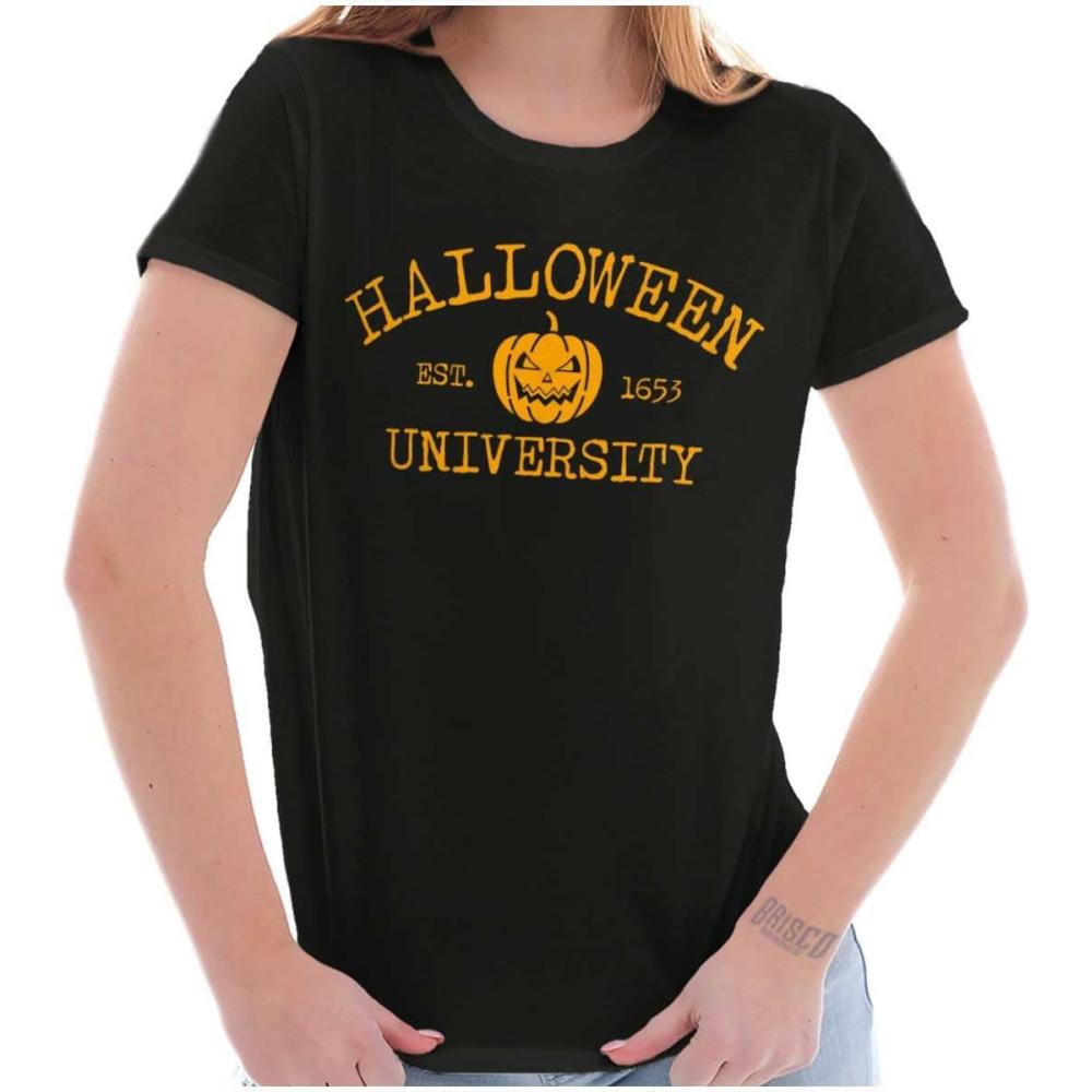 imageHalloween University Jack O Lantern Womens Slim Fit Graphic TeeBlack