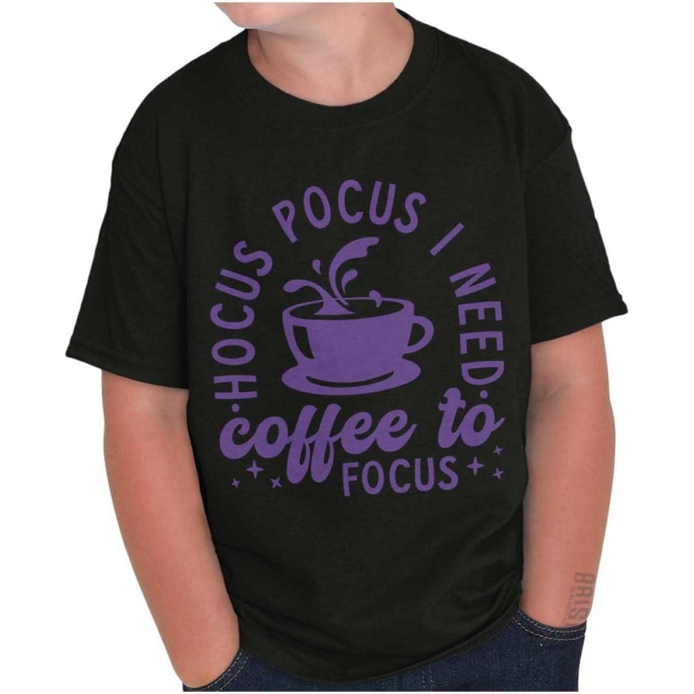imageHocus Pocus I Need Coffee to Focus Crewneck T Shirts Boy GirlBlack