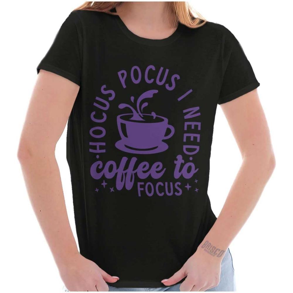 imageHocus Pocus I Need Coffee to Focus Womens Slim Fit Graphic TeeBlack