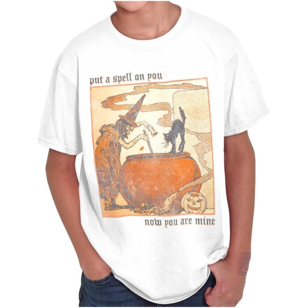 imageVintage Halloween Witches Brew Crewneck T Shirts Boy GirlWhite