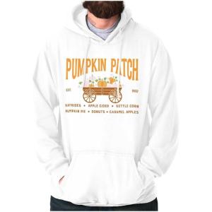 Brisco Brands Cute Fall Autumn Pumkin Patch Wagon Hoodie Sweatshirt Women Men(White)