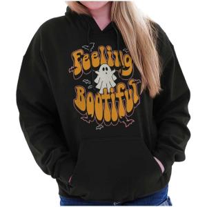 Brisco Brands Cute Halloween Ghost Feeling Bootiful Hoodie Sweatshirt Women(Black)