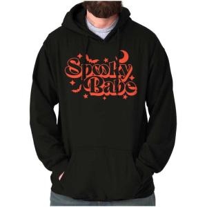 Brisco Brands Cute Halloween Witchy Spooky Babe Hoodie Sweatshirt Women Men(Black)