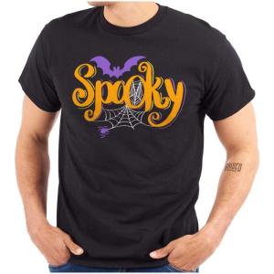 Brisco Brands Cute Spooky Halloween Spider Web Graphic T Shirt Men or Women(Black)
