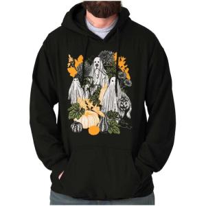 Brisco Brands Fall Autumn Ghosts and Pumpkins Hoodie Sweatshirt Women Men(Black)