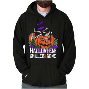 Brisco Brands Funny Halloween Chilled to the Bone Hoodie Sweatshirt Women Men(Black)