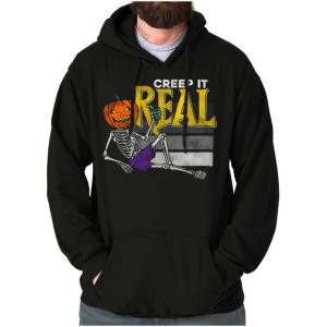 Brisco Brands Funny Halloween Creep It Real Joke Hoodie Sweatshirt Women Men(Black)