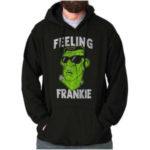 Brisco Brands Funny Halloween Feeling Frankie Hoodie Sweatshirt Women Men(Black)