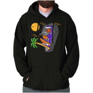 Brisco Brands Funny Halloween Surfing Skeleton Hoodie Sweatshirt Women Men(Black)