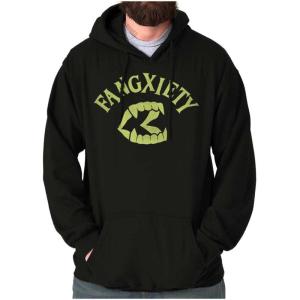 Brisco Brands Funny Halloween Vampire Fang Anxiety Hoodie Sweatshirt Women Men(Black)
