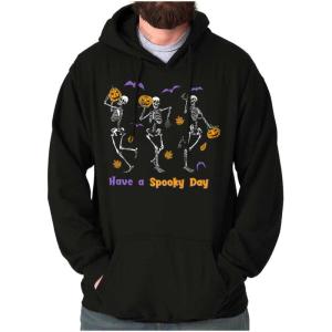 Brisco Brands Halloween Have A Spooky Day Skeletons Hoodie Sweatshirt Women Men(Black)